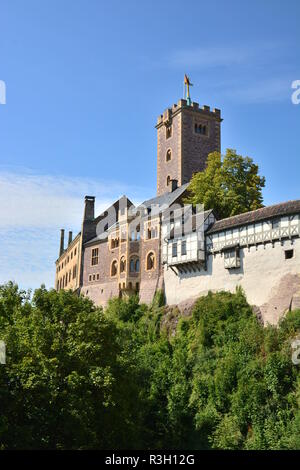 Eisenach, Allemagne - Vue sur château de WARTBURG près de la ville historique d'Eisenach, région Thuringe, Allemagne - refuge de Martin Luther en 1521 et 1522 Banque D'Images