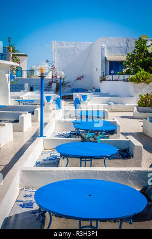 Restaurant tunisien's close-up. Sidi Bou Said - ville du nord de la Tunisie connue pour son architecture bleu et blanc Banque D'Images