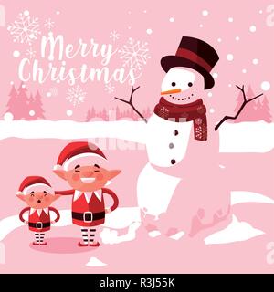 Père Noël avec aides snowman vector illustration design Illustration de Vecteur