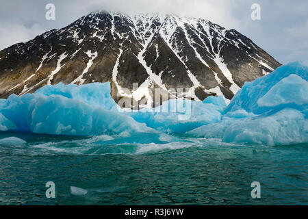 Les icebergs, Magdalena Fjord, glaciers, Spitsberg, île de l'archipel de Svalbard, Norvège Banque D'Images