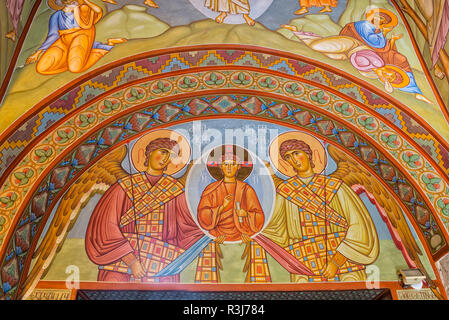 La Cathédrale Sioni, fresques intérieures représentant des scènes bibliques, Tbilissi, Géorgie Banque D'Images