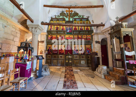 Abbaye byzantine de Pojan, église orthodoxe Saint Mary et le monastère, de l'Intérieur, de l'Iconostase, Parc archéologique d'Apollonia Banque D'Images