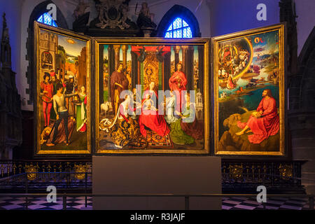 Le Mariage mystique de Sainte Catherine, de Hans Memling dans Memlingmuseum, Saint John's Hospital , Bruges, Belgique Banque D'Images