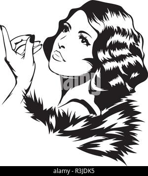 Femme style rétro chic Lady Pin Up Girl Illustration de Vecteur