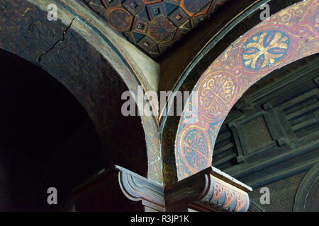 Les détails architecturaux, Yemrehanna Kristos Church, construit dans une caverne naturelle, Lalibela, Éthiopie Banque D'Images