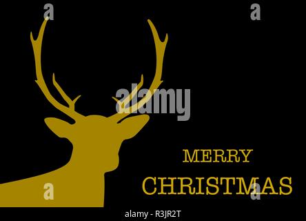 Carte de vœux de noël simple avec silhouette de renne et de mots Joyeux Noël Illustration de Vecteur