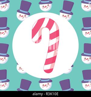 Candy Cane icône sur fond bleu bonhomme, vector illustration Illustration de Vecteur