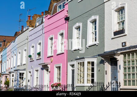 Style élégant et coloré de l'immobilier résidentiel géorgienne à Chelsea, à l'ouest de Londres, Angleterre, Royaume-Uni. Banque D'Images