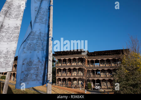 Le Bhoutan, Paro. Hôtel Zhiwa Ling (aka Zhiwaling) Hôtel 5 étoiles, situé à la base de l'Himalaya. Banque D'Images