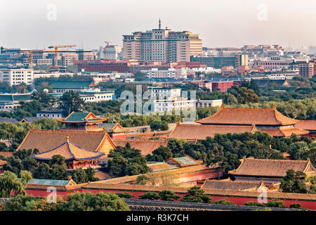 Portrait de la Cité Interdite, du Parc Jingshan, Beijing, Chine Banque D'Images