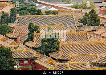 Portrait de la Cité Interdite, du Parc Jingshan, Beijing, Chine Banque D'Images