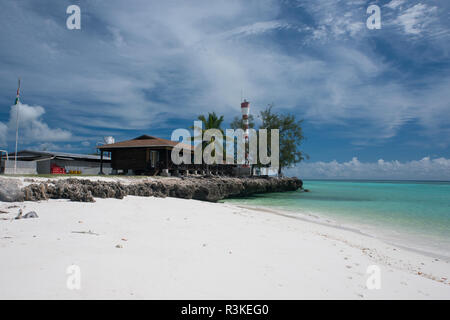 Les Seychelles, l'Océan Indien, l'île d'Aldabra Atoll d'Aldabra, Groupe, Picard Island aka West Island. Station de recherche. UNESCO World Heritage Site. Banque D'Images