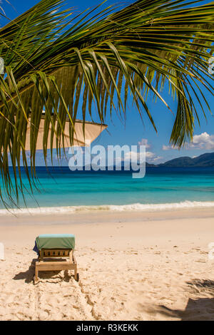 Petit Anse Beach à l'hôtel Four Seasons, Mahé, République des Seychelles, océan Indien. Banque D'Images