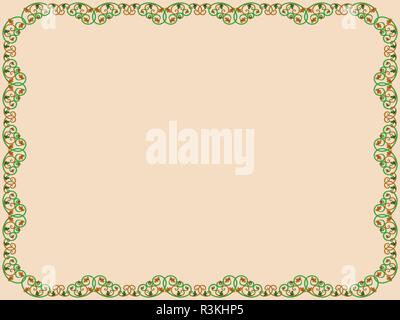 Motif floral encadrées avec éléments entrelacés et de fleurs de couleur, Muet sur l'illustration vectorielle sur fond rose Illustration de Vecteur