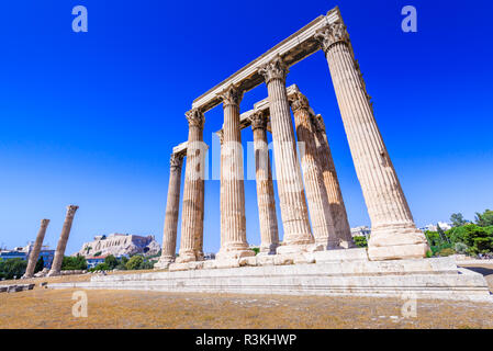 Athènes, Grèce - Temple de Zeus, la plus grande de la civilisation grecque antique, Olympieion. Banque D'Images