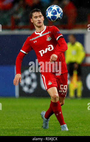 Moscou, Russie - 03 OCTOBRE : Aleksei Miranchuk du FC Lokomotiv Moscou en action pendant le match du groupe D de la Ligue des Champions entre le FC Lokomotiv Moscou et le FC Schalke 04 à Lokomotiv Stadium le 3 octobre 2018 à Moscou, Russie. (MB) Banque D'Images