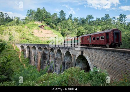 Un train traverse la voie ferrée sur le Pont Neuf au Sri Lanka Banque D'Images