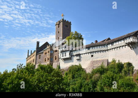 Eisenach, Allemagne - Vue sur château de WARTBURG près de la ville historique d'Eisenach, région Thuringe, Allemagne - refuge de Martin Luther en 1521 et 1522 Banque D'Images