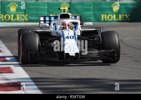 Abu Dhabi, EAU. 23 novembre, 2018. Sport Grand Prix de Formule 1 Abu Dhabi 2018 Dans le pic : Robert Kubica (POL) Williams FW41 et le développement de la réserve de crédit pilote : LaPresse/Alamy Live News Banque D'Images