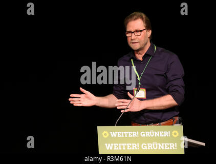 Jena, Allemagne. 24 Nov, 2018. Dirk Adams, chef du groupe parlementaire Bündnis 90/Die Grünen dans le parlement de l'état de Thuringe, fera un discours lors de la conférence des délégués de l'état de Bündnis 90/Die Grünen en Thuringe sur sa candidature pour la deuxième place dans la liste pour l'élection d'état en 2019. Crédit : Peter Endig/dpa/Alamy Live News Banque D'Images