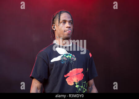 Travis Scott pendant la Cracovie Festival Live 2017 à Cracovie, Pologne, le 18 août 2017 Banque D'Images