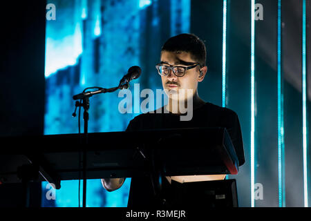 Gus Unger-Hamilton de Alt-J au cours de la bande 2017 Festival Cracovie Vivre à Cracovie, Pologne, le 18 août 2017 Banque D'Images