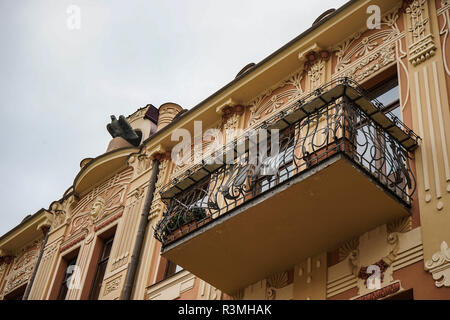 Façade de maisons de Tbilissi de 18-19 siècles dans l'Art Nouveau, République de Géorgie Banque D'Images