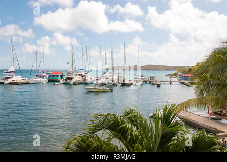 Îles Vierges britanniques, Virgin Gorda, Leverick Bay Marina, pittoresque station balnéaire populaire destination/coque nue Banque D'Images