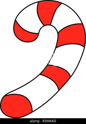 Canne de Noël.draw & dream isolé sur un fond blanc. fête. Des bonbons de Noël blanc, couleur rouge sucré traditionnel. Illustration de Vecteur