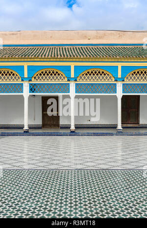 Grand cour de marbre à El Palais Bahia, Marrakech, Maroc (Marrakech) Banque D'Images
