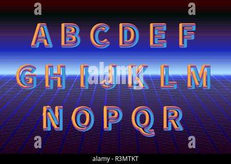 Retro futuristic font dans un dégradé de couleurs Illustration de Vecteur