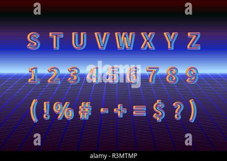 Police futuriste dans un dégradé de couleurs Illustration de Vecteur