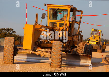 Une niveleuse Caterpillar 14G à travailler sur la construction d'FARRRS link road, qui est maintenant connu comme le grand Yorkshire façon. Banque D'Images