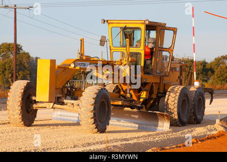 Une niveleuse Caterpillar 14G à travailler sur la construction d'FARRRS link road, qui est maintenant connu comme le grand Yorkshire façon. Banque D'Images