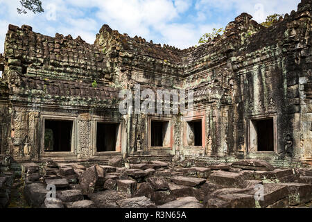 Siem Reap, Cambodge. Ruines du temple Bayon à Preah Khan Banque D'Images