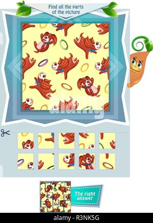 Jeu éducatif pour les enfants et les adultes le développement de l'attention. Groupe de jeu pour les enfants de trouver toutes les parties de l'image Illustration de Vecteur