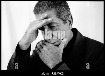 Portrait de la chanteuse auteur-compositeur et poète/ Leonard Cohen au Plaza Oslo quand il s'est rendu à Oslo en 1996 Banque D'Images