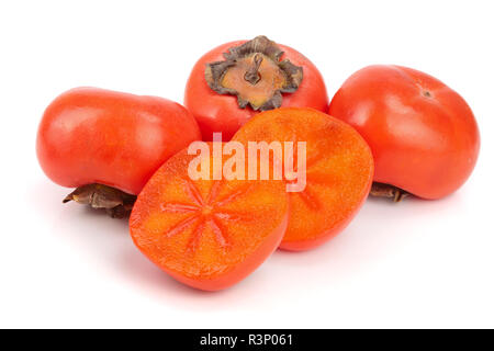 Persimmon fruit isolé sur fond blanc close-up Banque D'Images