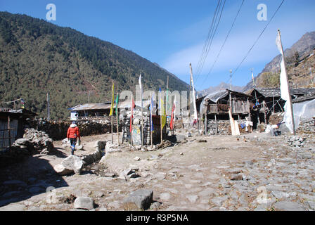 Le Himalayan village d'Olangchung Gola dans Nepa Banque D'Images