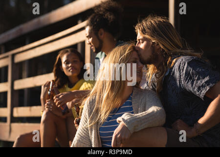 Couple femme chef en cabine Banque D'Images