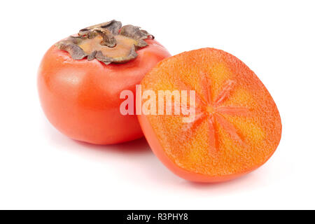 Persimmon fruit isolé sur fond blanc close-up Banque D'Images