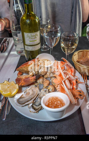 Dîner de fruits de mer, Cabourg, Normandie, France Banque D'Images