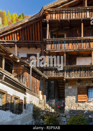 Fornsesighe Village, un exemple de l'architecture alpine d'origine locale et de la Vénétie, dans les dolomites, UNESCO World Heritage Site, Italie Banque D'Images