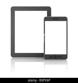 Generic digital tablet et smartphone against white background Banque D'Images