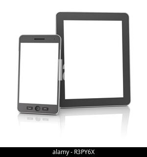 Generic digital tablet et smartphone against white background Banque D'Images