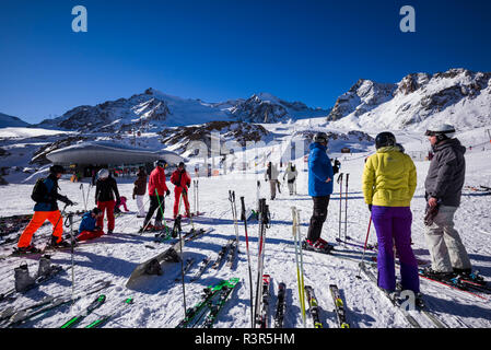 Autriche, Tyrol, Pitztal, Mittelberg, domaine skiable du Glacier de Pitztal, Gletcherexpress gare Banque D'Images