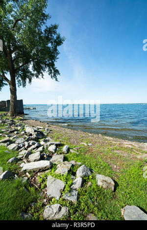 Une côte rocheuse le long du lac Cayuga, dans le New York Finger Lakes dans Aurora, NY Banque D'Images