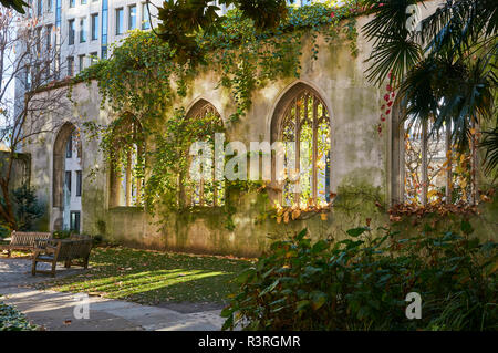 L'intérieur de jardins les ruines de St Dunstan dans l'Est, dans la ville de London UK Banque D'Images