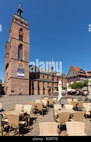 Allemagne, Rhénanie-Palatinat, Neustadt an der Weinstrasse, place du marché, l'église collégiale Banque D'Images