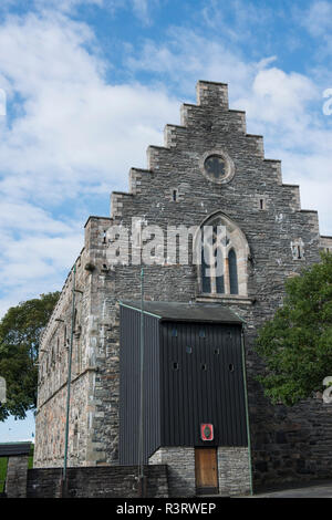 La Norvège, Bergen. Bryggen, UNESCO World Heritage Site. La forteresse de Bergenhus, Haakon historique's Hall, 13e siècle salle de cérémonie royale. Banque D'Images